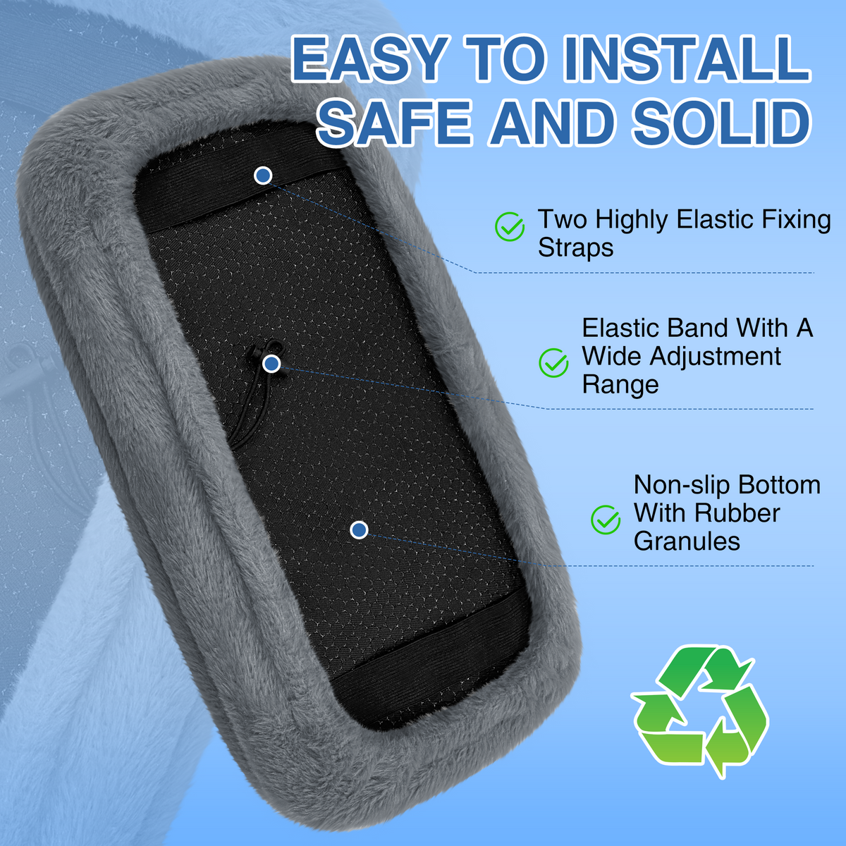 Grey-​SPRING SEAON Knee Scooter Pad Cover - Soft Fluffy Plush Memory Foam 2 Inch Thick Universal Fit (5 Colors） - SpringSeaon