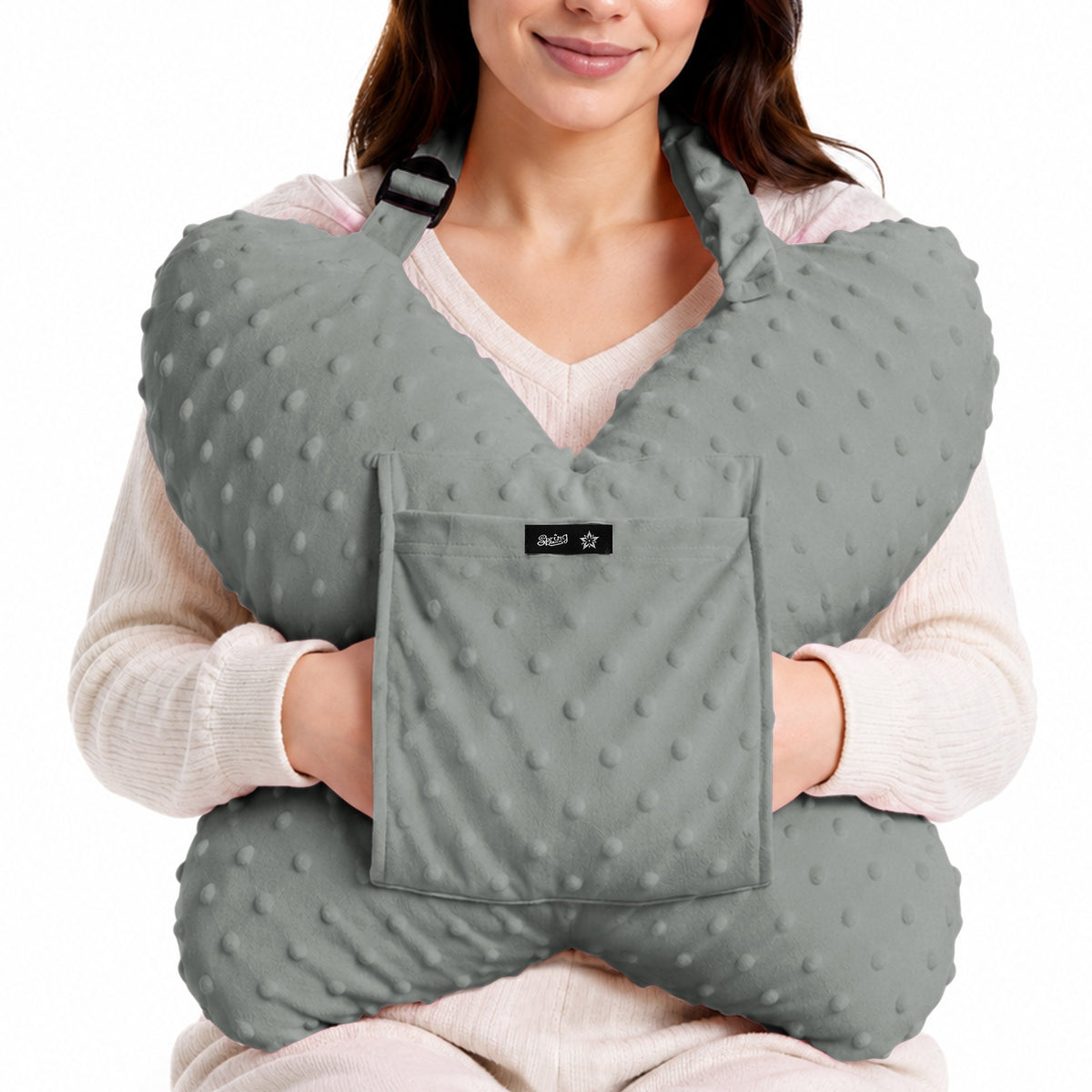 Grey-​SPRING SEAON Butterfly Chest Support Pillow with Adjustable Strap & Dual Pockets