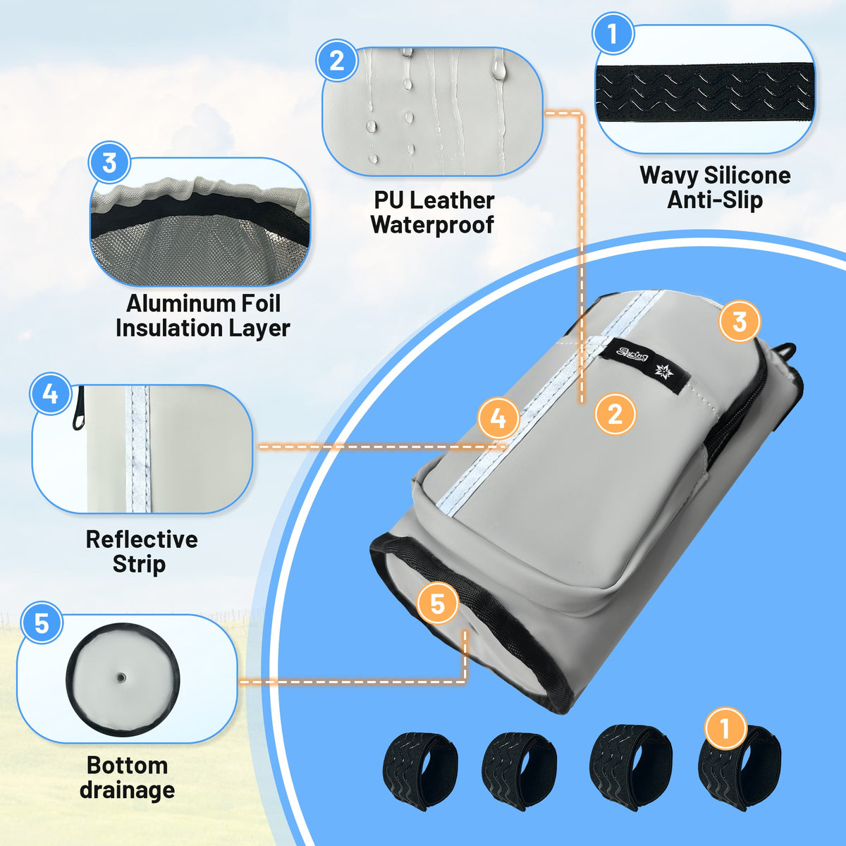 Grey knee scooter bag