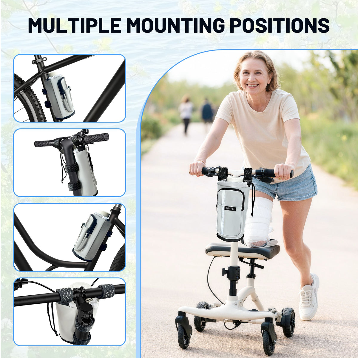 Grey knee scooter bag