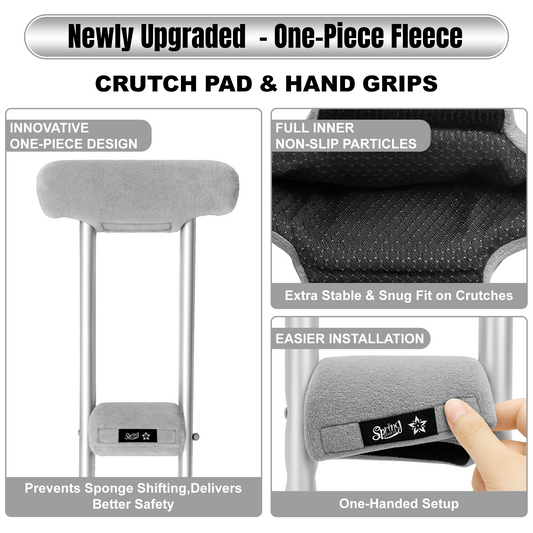 SPRING SEAON Universal Fleece Crutch Pads - Soft Underarm & Hand Grip Covers Set 5 Colors
