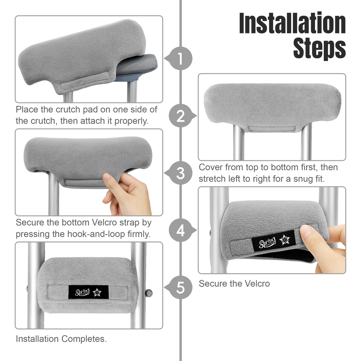 Color-​SPRING SEAON Universal Fleece Crutch Pads - Soft Underarm & Hand Grip Covers Set 5 Colors - SpringSeaon