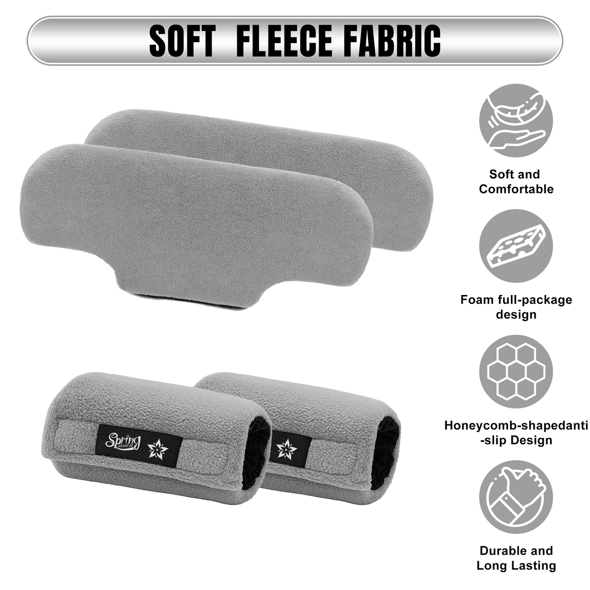 Color-​SPRING SEAON Universal Fleece Crutch Pads - Soft Underarm & Hand Grip Covers Set 5 Colors - SpringSeaon
