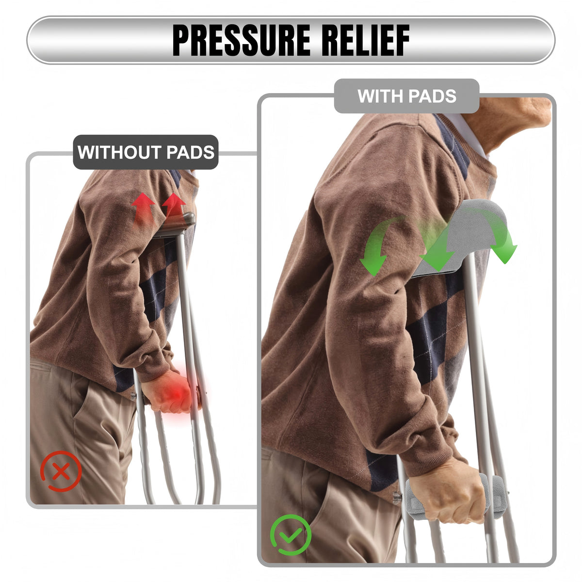 Color-​SPRING SEAON Universal Fleece Crutch Pads - Soft Underarm & Hand Grip Covers Set 5 Colors - SpringSeaon