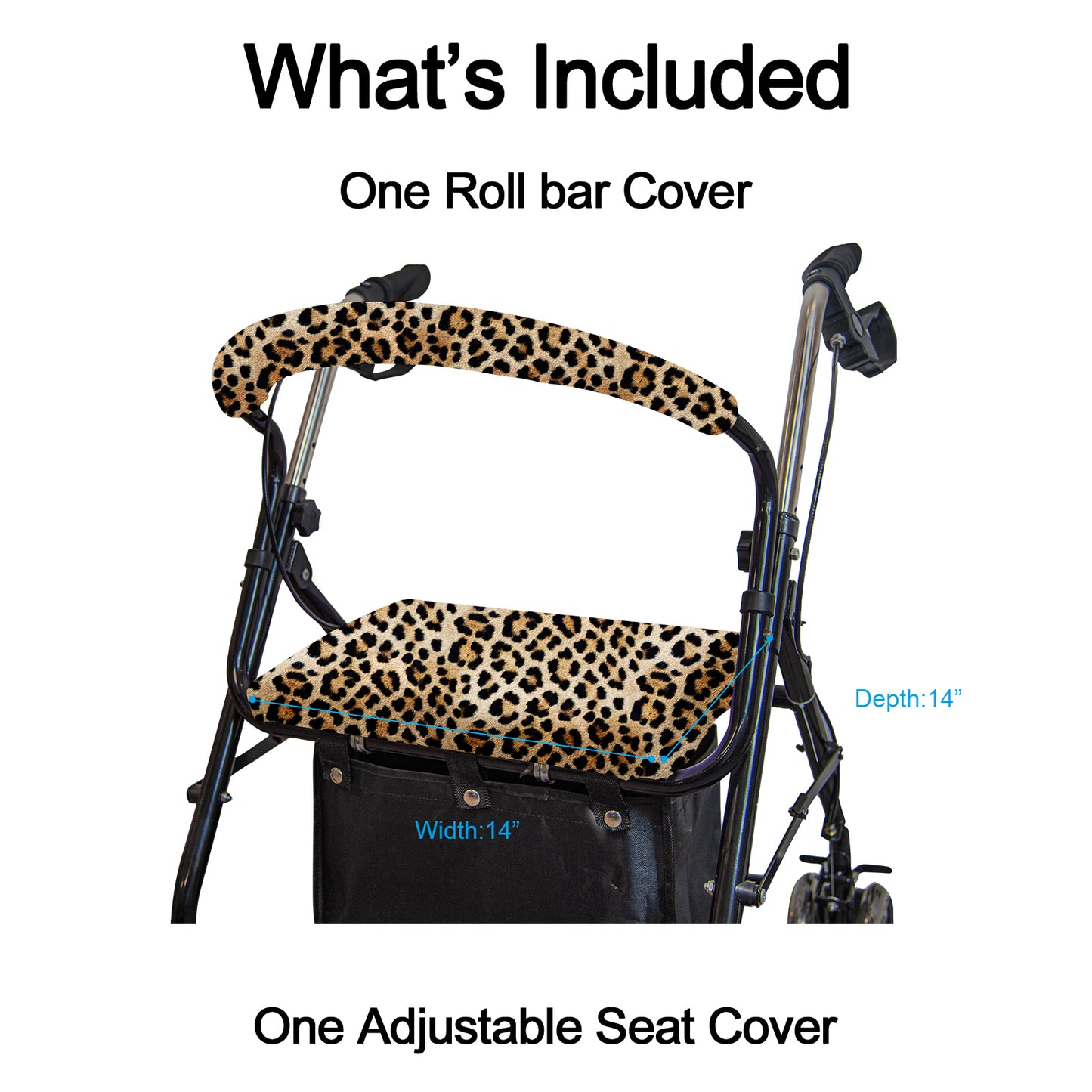 Unisex Rollator Walker Seat and Backrest Covers - Universal Soft Rollator Accessories(Leopard Print Khaki)