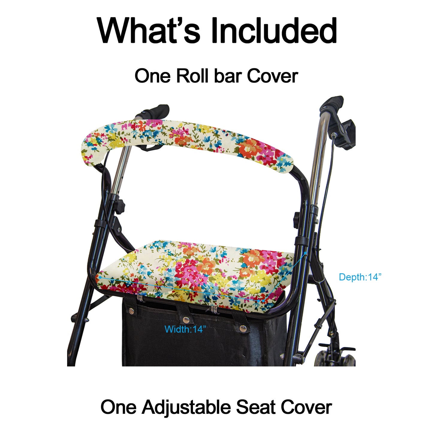 Unisex Rollator Walker Seat and Backrest Covers - Universal Soft Rollator Accessories(yellow flower)