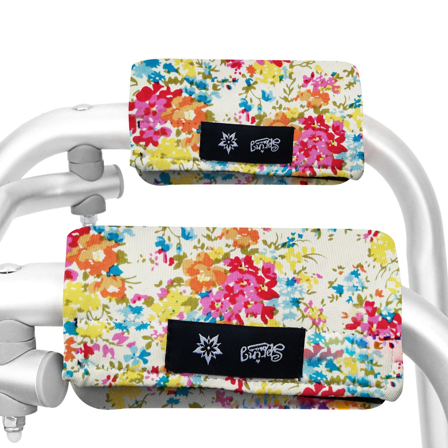 SpringSeaon Walker Hand Grip Padded Covers - Non-Slip Moisture-Wicking Cushion Yellow Flower