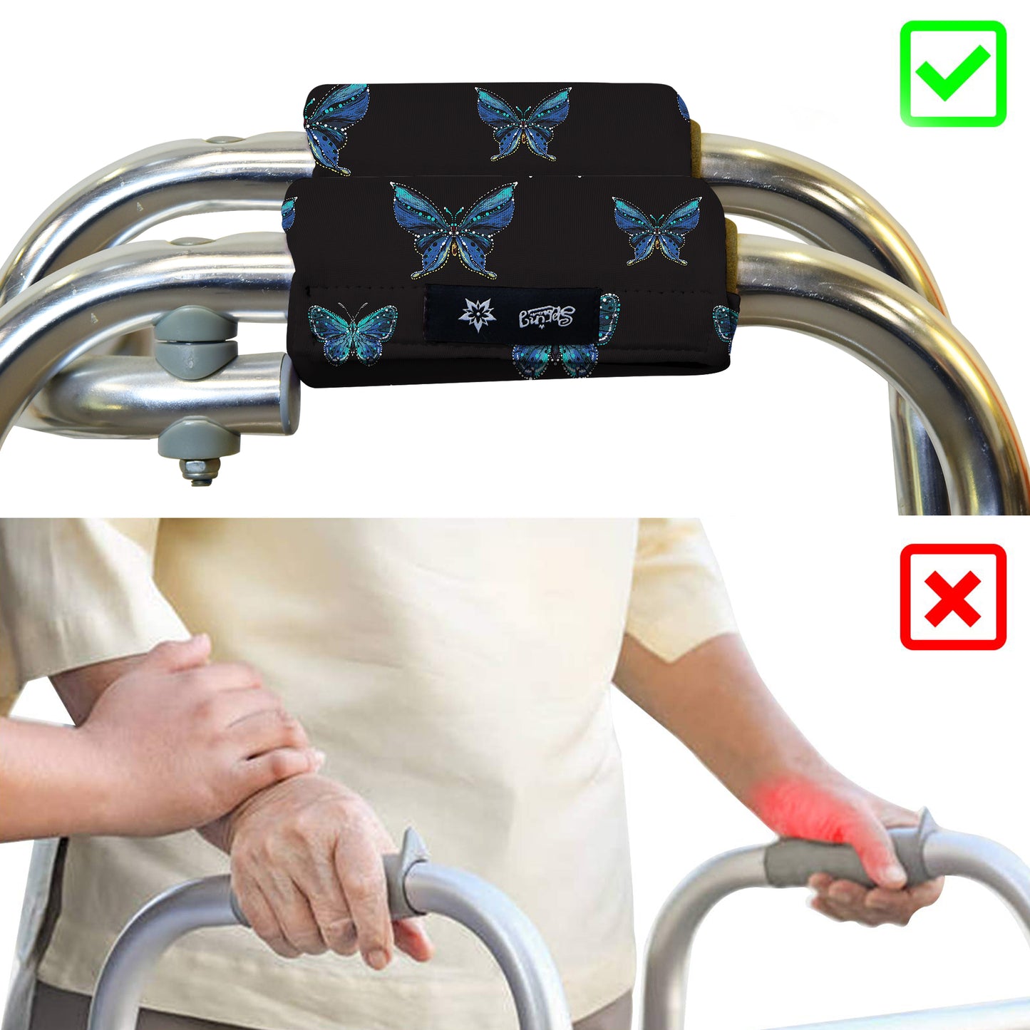 SpringSeaon Walker Hand Grip Padded Covers - Non-Slip Moisture-Wicking Cushion