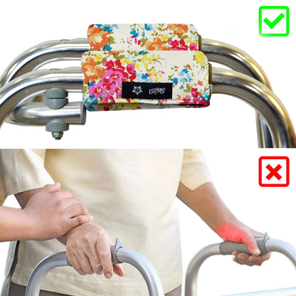 SpringSeaon Walker Hand Grip Padded Covers - Non-Slip Moisture-Wicking Cushion Yellow Flower