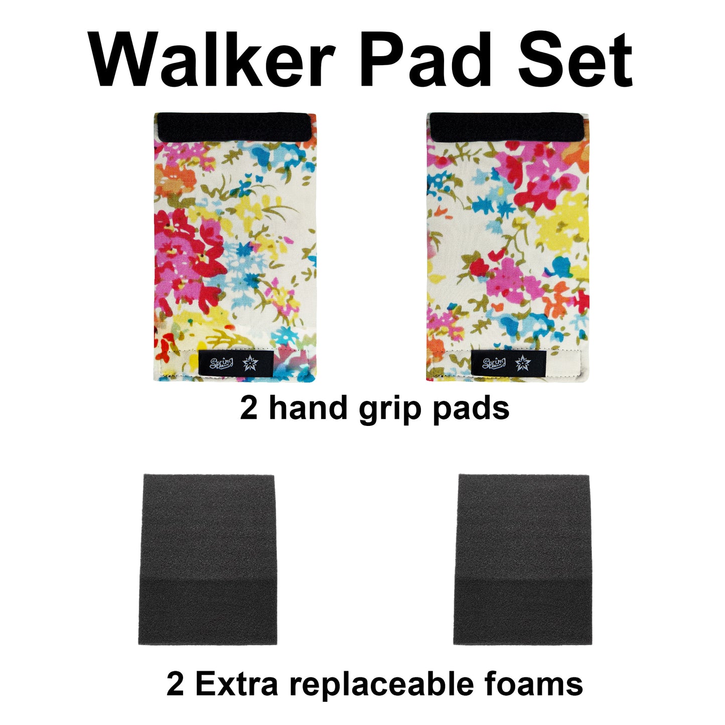 SpringSeaon Walker Hand Grip Padded Covers - Non-Slip Moisture-Wicking Cushion Yellow Flower