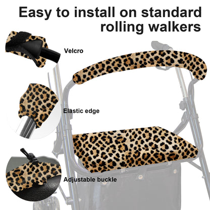 Kakhi Leopard-​Unisex Rollator Walker Seat and Backrest Covers 