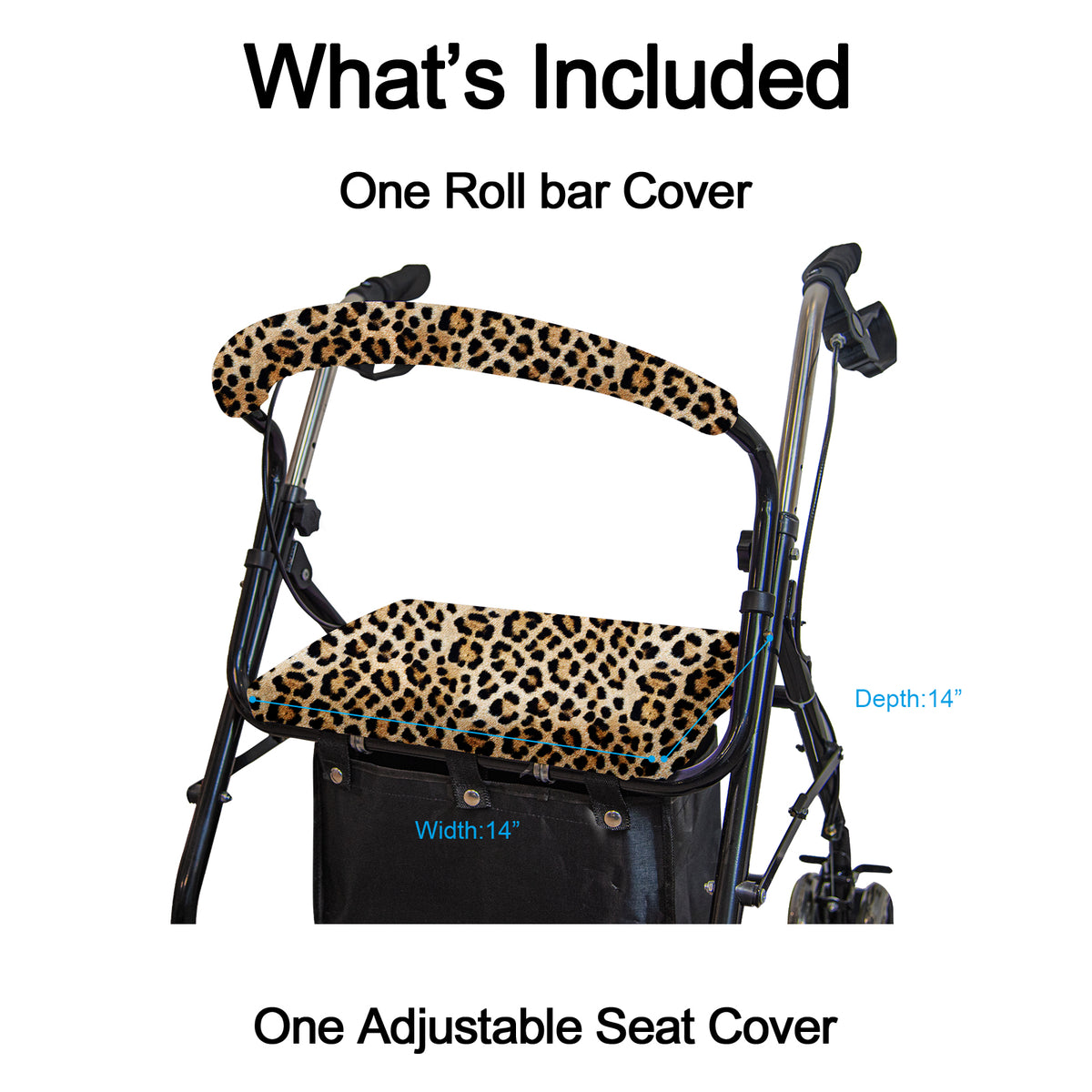 Kakhi Leopard-​Unisex Rollator Walker Seat and Backrest Covers 