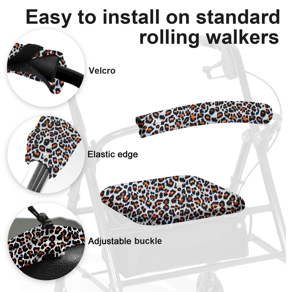 Leopard-​Unisex Rollator Walker Seat and Backrest Covers 