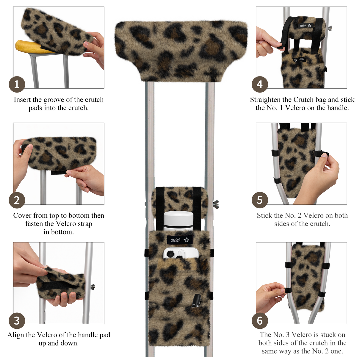 Color-​SPRING SEAON Plush Crutches Padding & Crutch Bag (5 PCS) - SpringSeaon