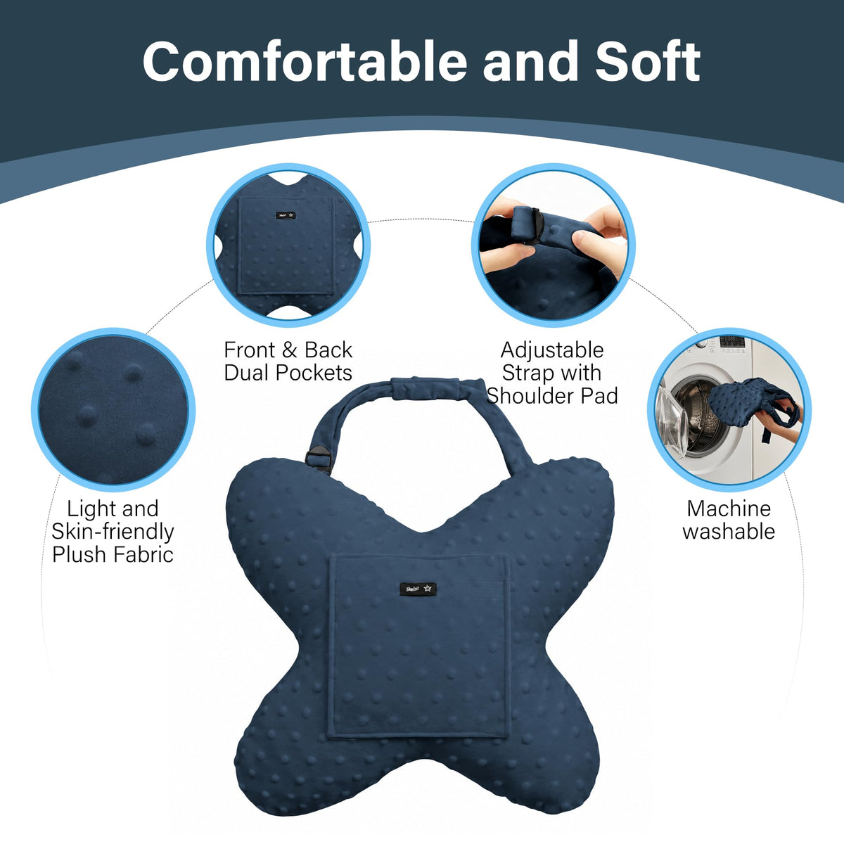 Color-​SPRING SEAON Butterfly Chest Support Pillow with Adjustable Strap & Dual Pockets - SpringSeaon