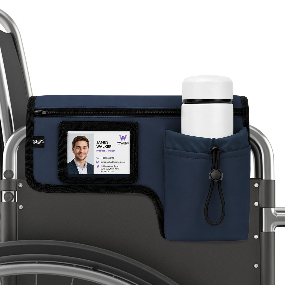 SPRING SEAON Wheelchair Side Bag with Cup Holder & Armrest Pouch - Multi-Pocket Organizer