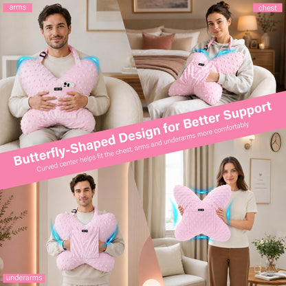 Pink-​SPRING SEAON Butterfly Chest Support Pillow with Adjustable Strap & Dual Pockets 