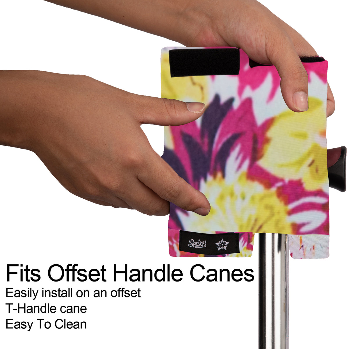 Pink flower-​SpringSeaon Cane Handle Padding Covers - Universal Fit T-Handle Grip Pads for Cane Pattern  011