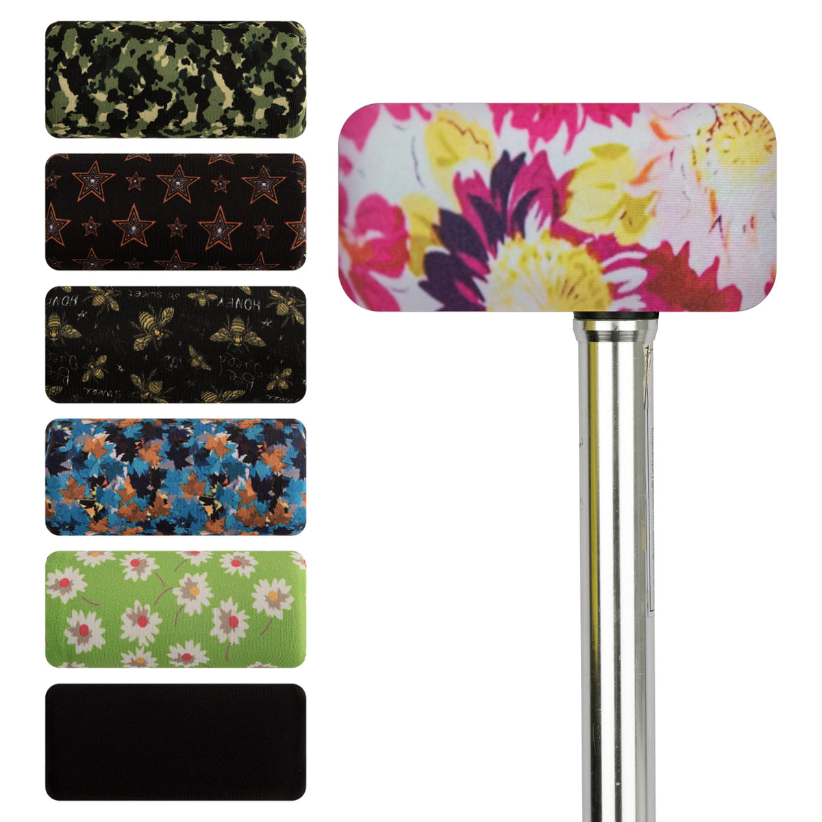 Pink flower-​SpringSeaon Cane Handle Padding Covers - Universal Fit T-Handle Grip Pads for Cane Pattern  011