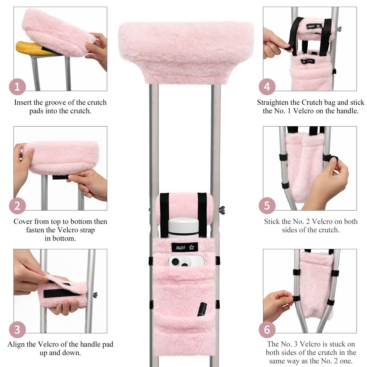 Color-​SPRING SEAON Plush Crutches Padding & Crutch Bag (5 PCS) - SpringSeaon