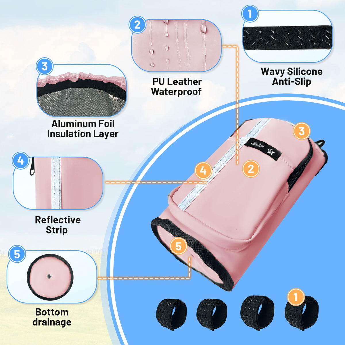 Pink knee scooter bag