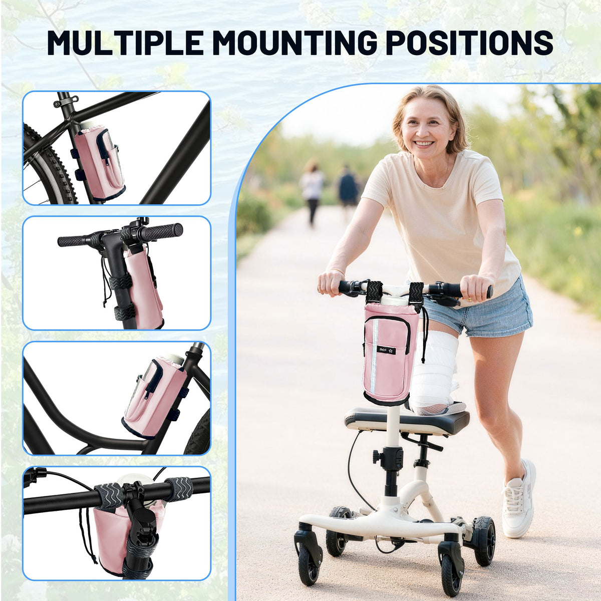 Pink knee scooter bag