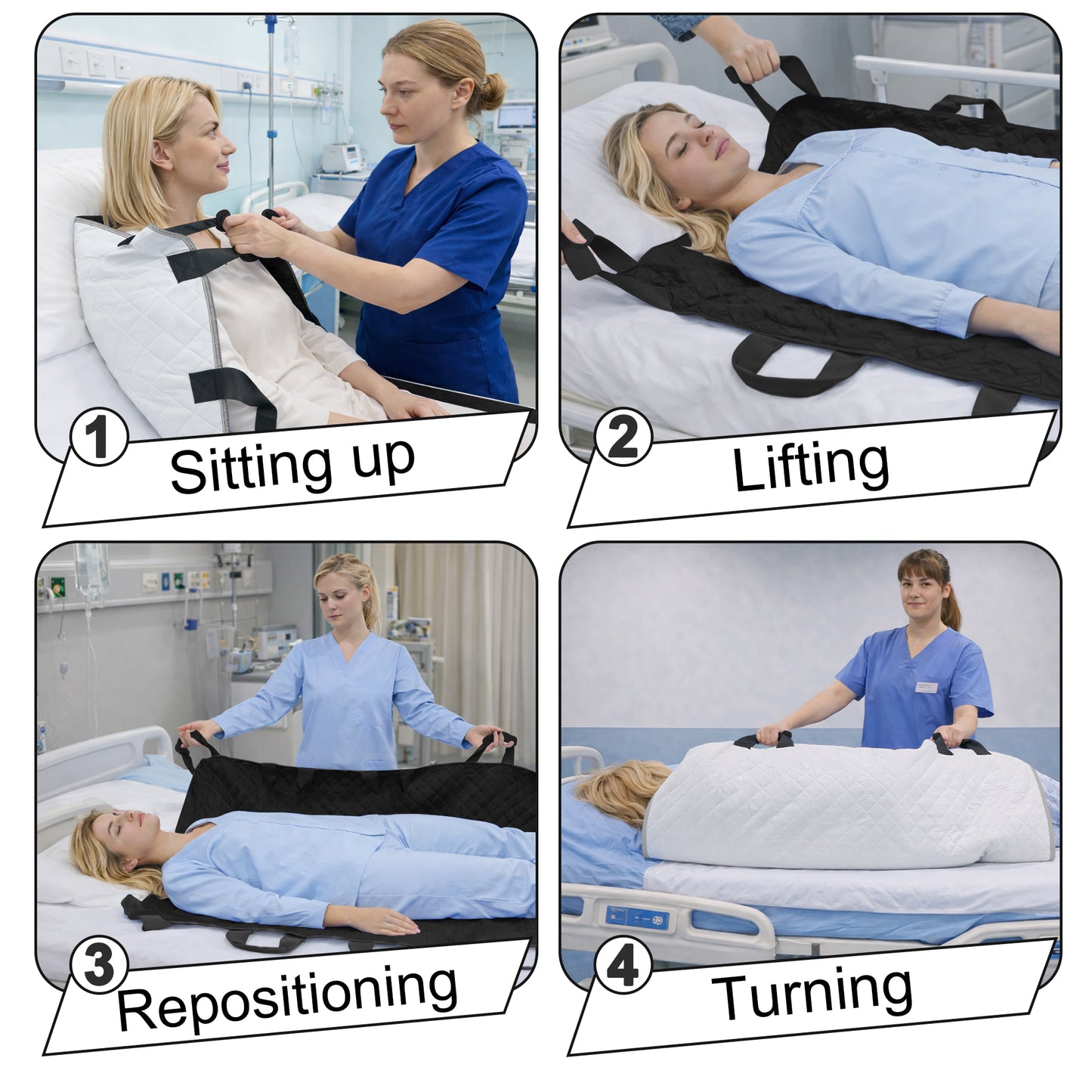SPRING SEAON 34" x 52" Positioning Bed Pad, Waterproof Transfer Sheet with 8 Reinforced Handles