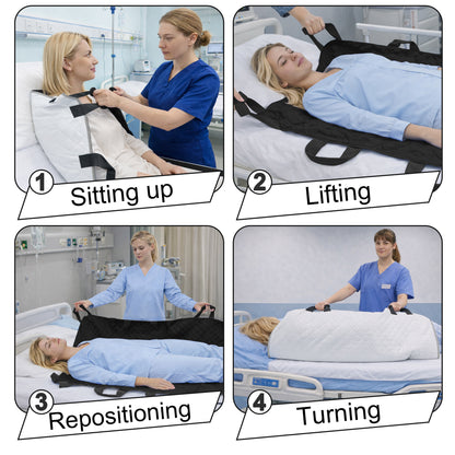 SPRING SEAON 34" x 52" Positioning Bed Pad, Waterproof Transfer Sheet with 8 Reinforced Handles