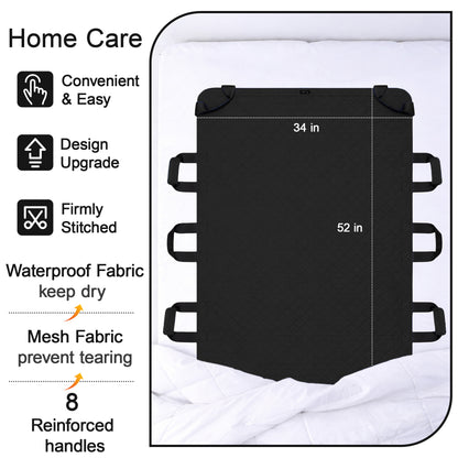 SPRING SEAON 34" x 52" Positioning Bed Pad, Waterproof Transfer Sheet with 8 Reinforced Handles