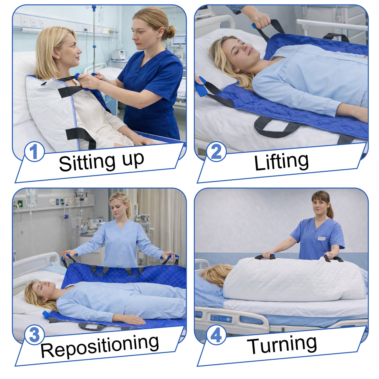SPRING SEAON 34" x 52" Positioning Bed Pad, Waterproof Transfer Sheet with 8 Reinforced Handles