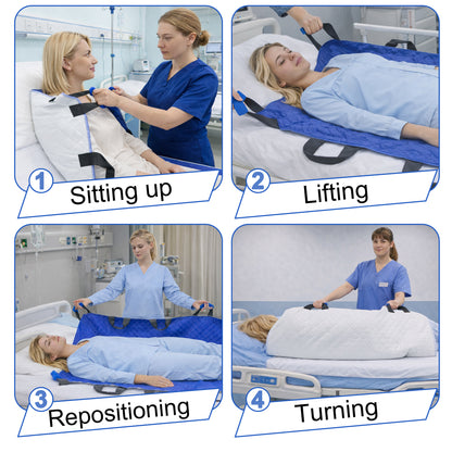 SPRING SEAON 34" x 52" Positioning Bed Pad, Waterproof Transfer Sheet with 8 Reinforced Handles