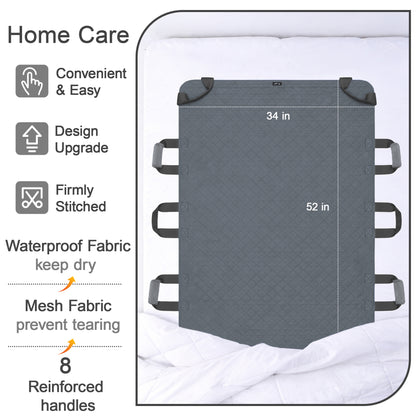 SPRING SEAON 34" x 52" Positioning Bed Pad, Waterproof Transfer Sheet with 8 Reinforced Handles