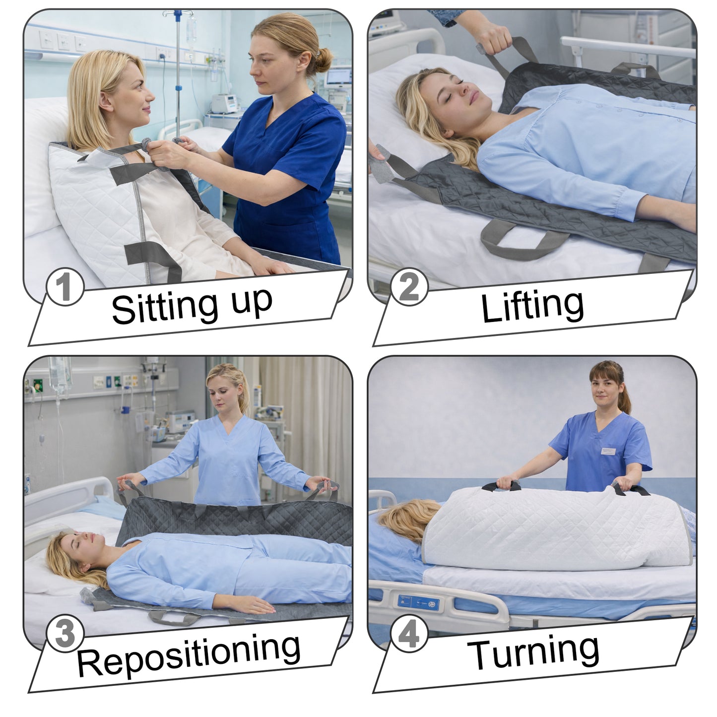 SPRING SEAON 34" x 52" Positioning Bed Pad, Waterproof Transfer Sheet with 8 Reinforced Handles