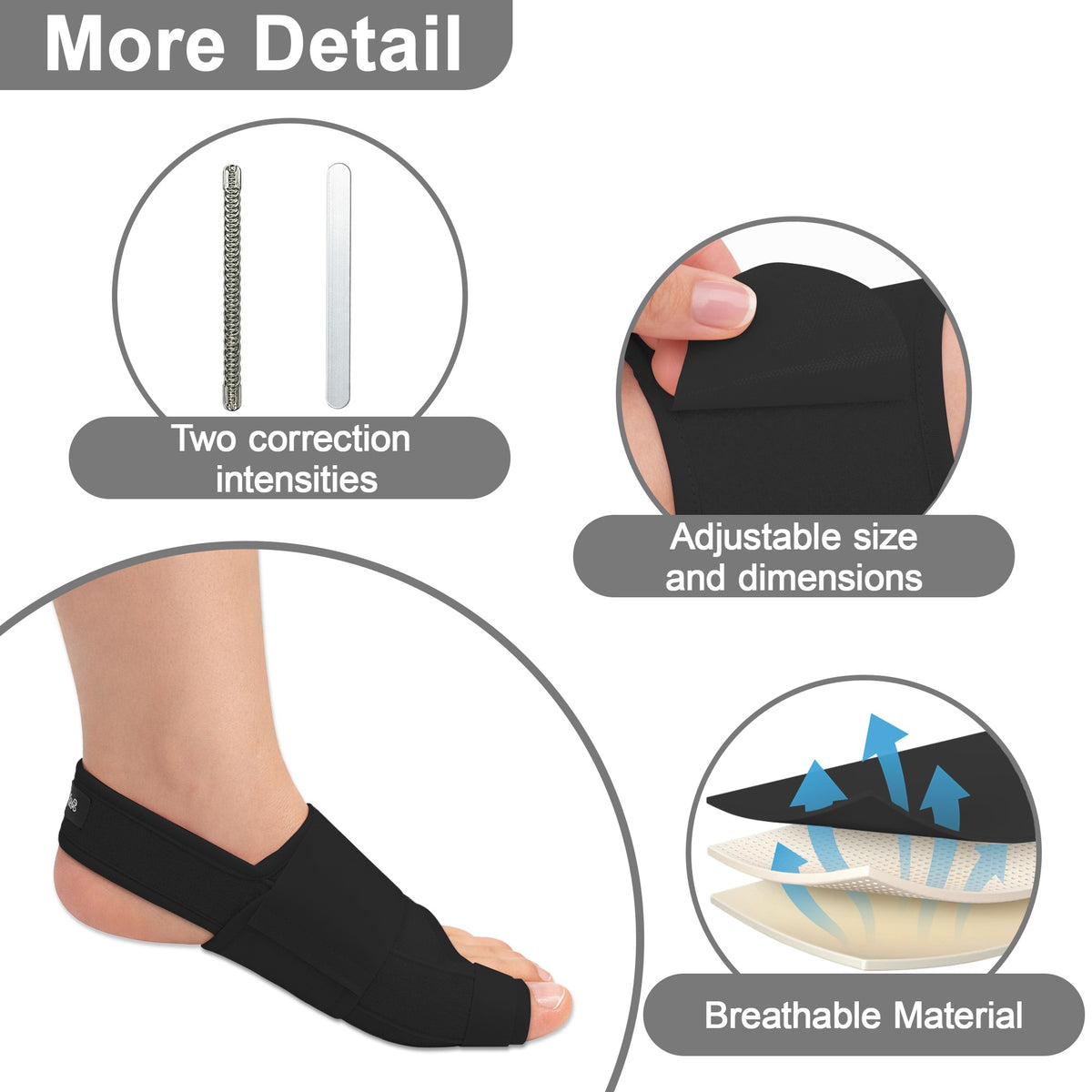 Color-​SPRING SEAON 2-Pack Women & Men Adjustable Big Toe Support - Day/Night Comfort Sleeve - SpringSeaon