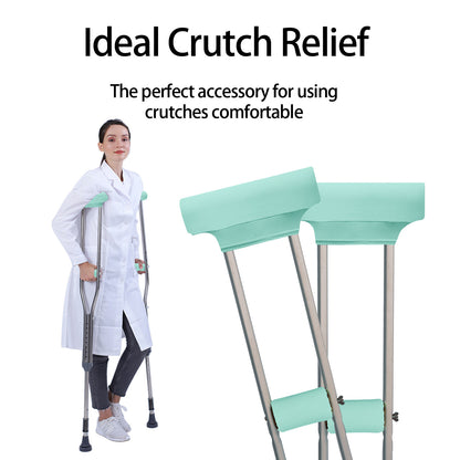 SpringSeaon Black Universal Underarm Crutch Pads & Hand Grips (Set of 4) - Breathable & Anti-Slip