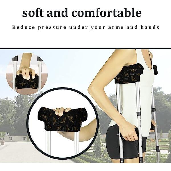 Underarm Crutch's Pad and Hand Grip Covers Universal Forearm Handle Padded Cushion Sets Accessories for Crutches (Bees)