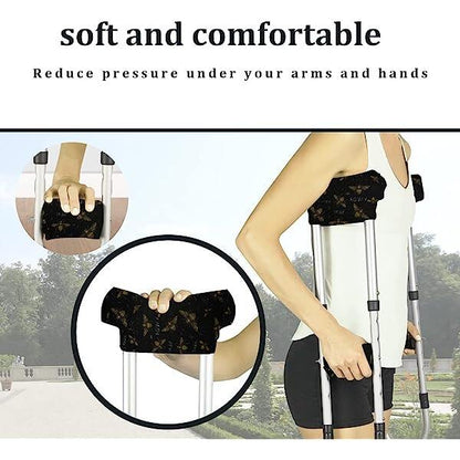Underarm Crutch's Pad and Hand Grip Covers Universal Forearm Handle Padded Cushion Sets Accessories for Crutches (Bees)