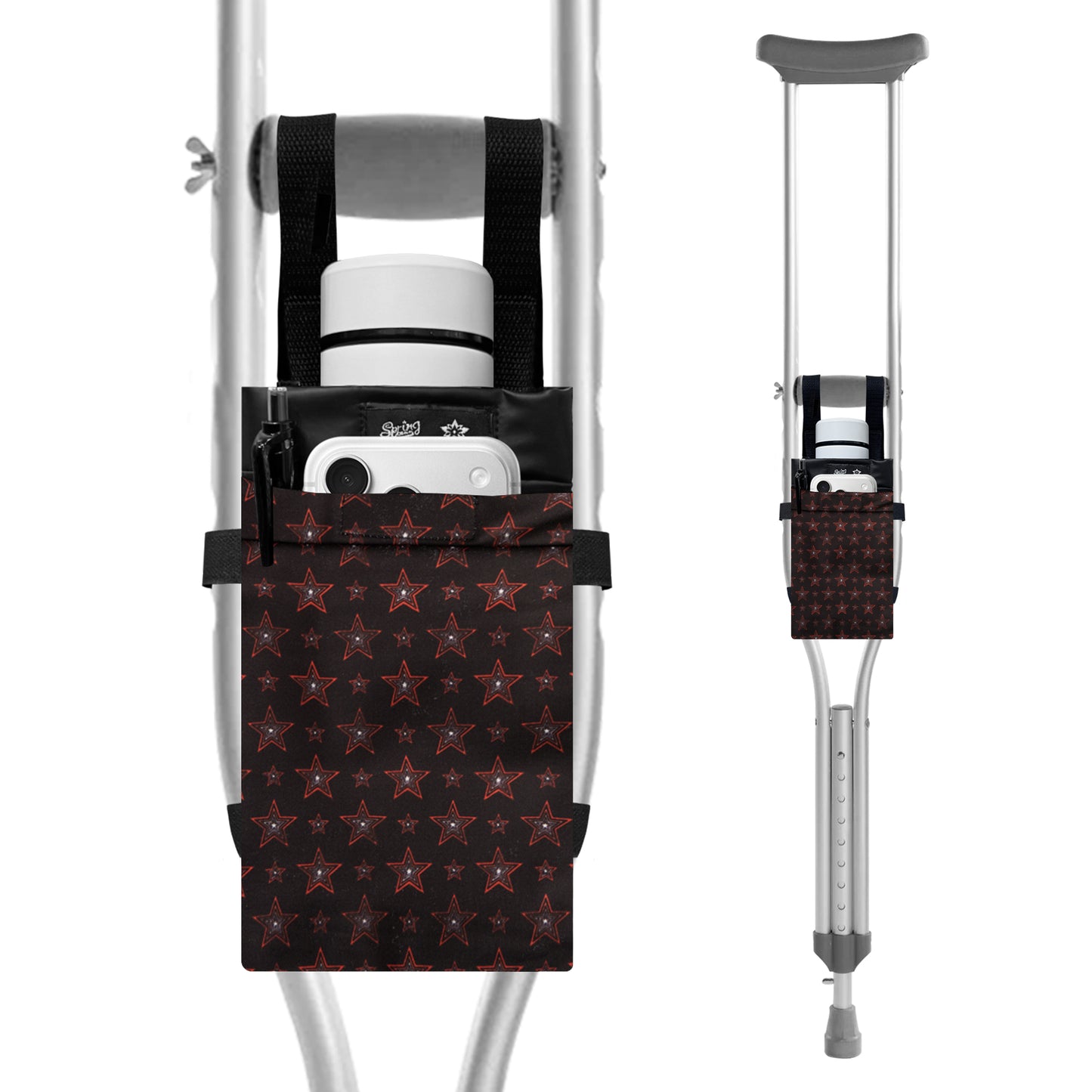 SpringSeaon Lightweight Crutch Storage Pouch,Water-Proof Crutch Bag-Crutches Accessories-Green flower