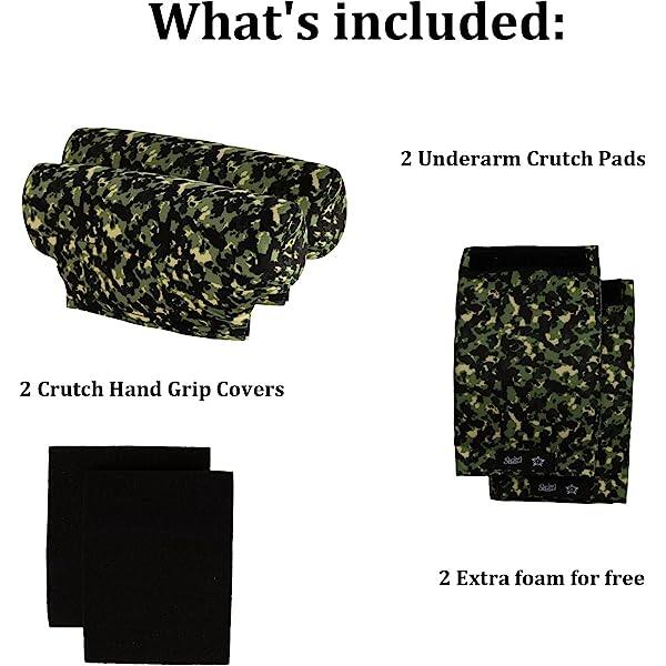 Universal Underarm Crutches Padded Crutch Pads with Hand Grips Padding Handle Covers