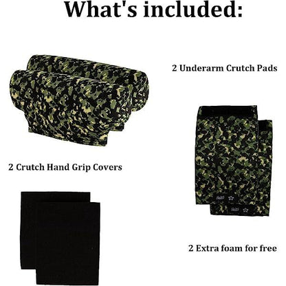 Universal Underarm Crutches Padded Crutch Pads with Hand Grips Padding Handle Covers