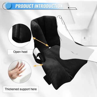 black-​Heel Protectors with Hot/Cold Pack Pocket - Adjustable Plush Ankle Cushion