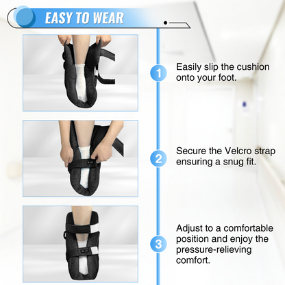 black-​Heel Protectors with Hot/Cold Pack Pocket - Adjustable Plush Ankle Cushion