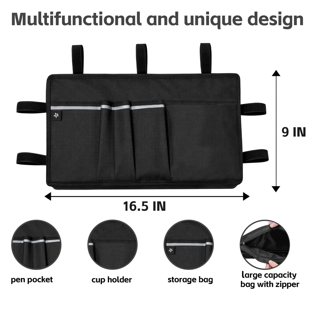 Color-​Walker Bag with Cup Holder - Water Resistant Organizer Storage Pouch for Folding Walkers Rollator - SpringSeaon