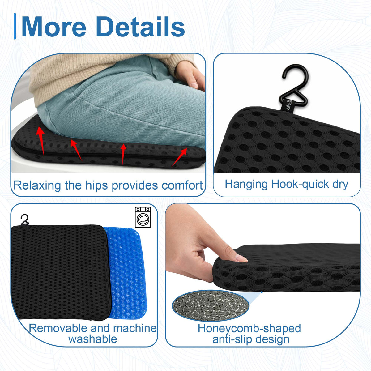 Color-​SPRING SEAON Non-Slip Gel Shower Chair Cushion – Quick-Dry Mesh Bath Seat Pad - SpringSeaon