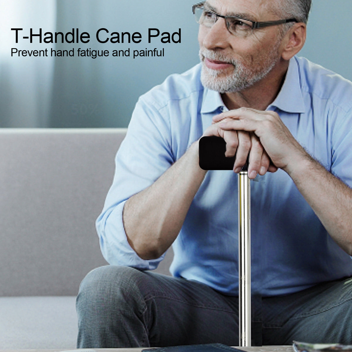 black-​SpringSeaon Padded Cane Handle Covers - Universal Fit T-Handle Grip for Daily Mobility Accessories - SpringSeaon