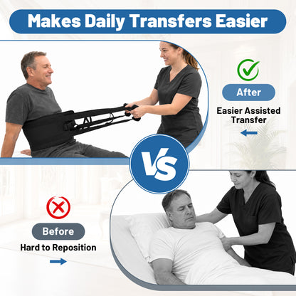 SPRING SEAON Transfer Sling with 6 Handles - Adjustable Support Belt 350 lb, S/M