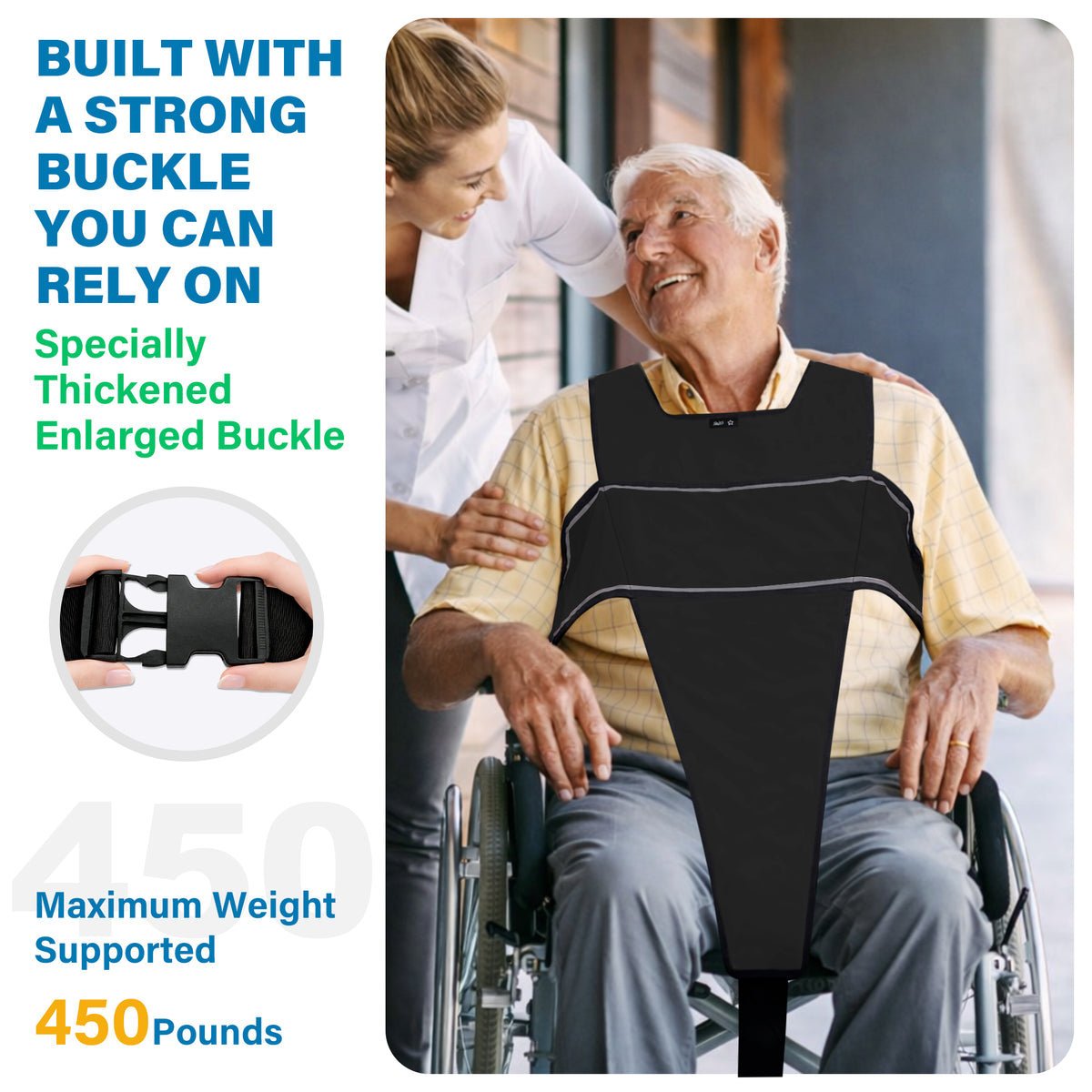 Color-​SPRING SEAON Adjustable Safety Harness for Elderly Wheelchair & Chair Care - SpringSeaon
