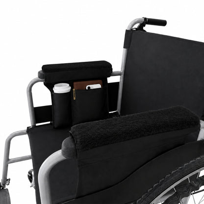 SPRING SEAON 2 Pack Wheelchair Armrest Pads and Waterproof Side Bag