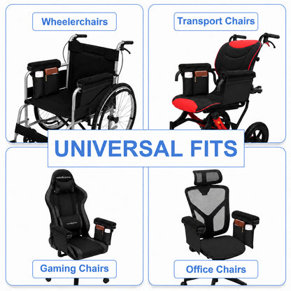 SPRING SEAON 2 Pack Wheelchair Armrest Pads and Waterproof Side Bag