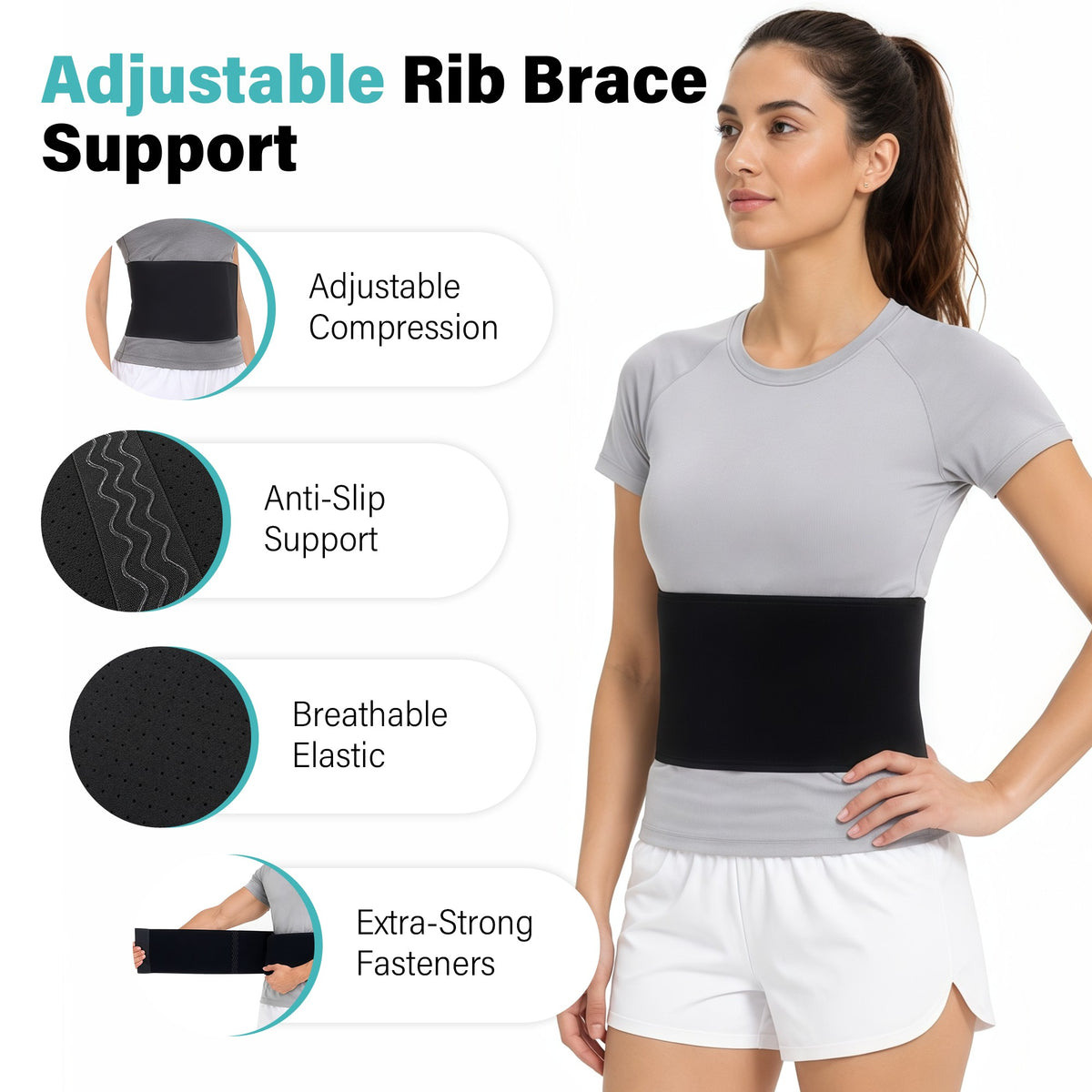 SPRING SEAON Adjustable Chest Compression Wrap with Anti-Slip Strap for Adults